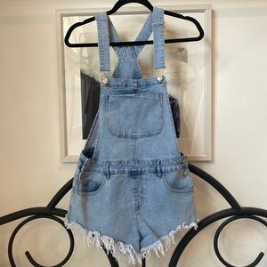 Blue Denim Overall Shorts